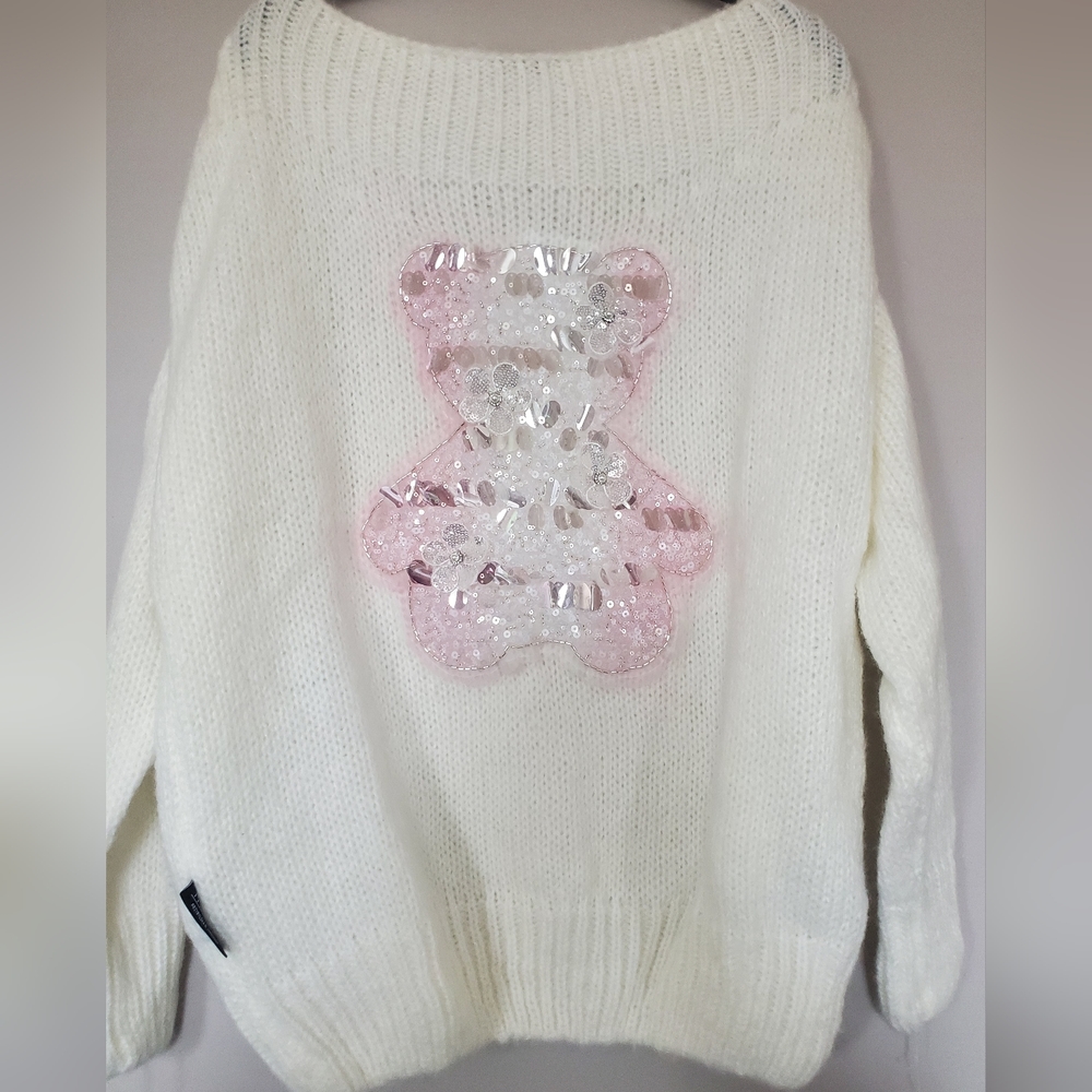 Minouu Przybylska i Jordanov White Embroidered Sweater Size L